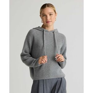 Quince Mongolian Cashmere Fisherman Pullover Hoodie Heather Gray Womens XS